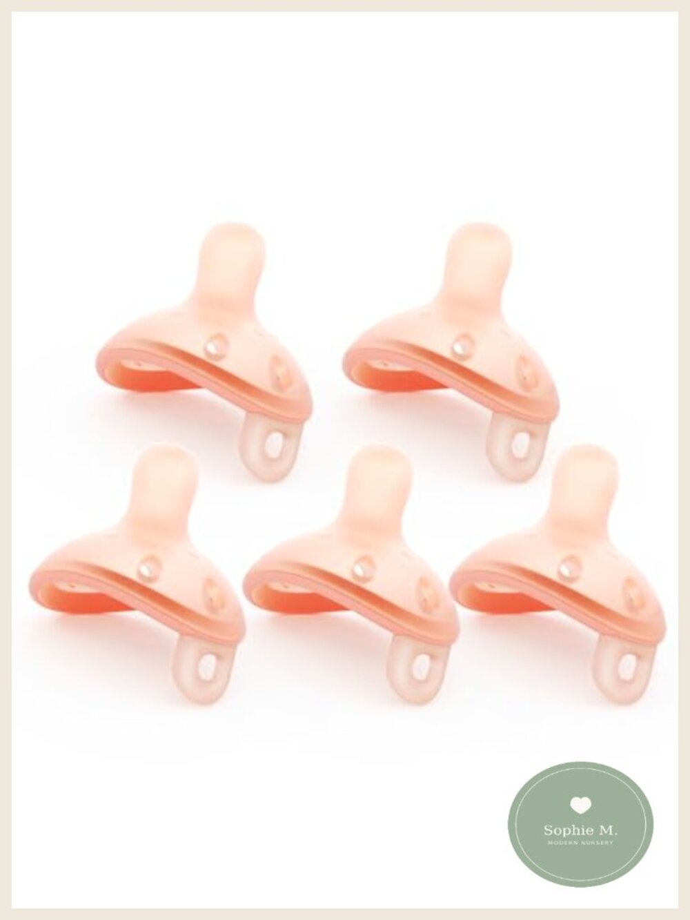 Breast-Like Baby Pacifiers 5 Pack Food-Grade Silicone 0-6 Months